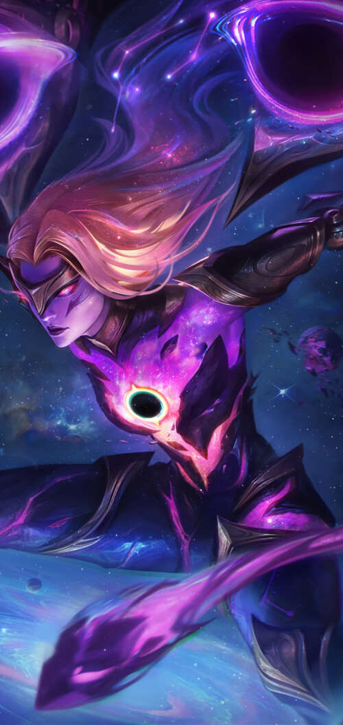Cinematic portrait of Kai'Sa from League of Legends featuring her signature void-tech... Oppo A6c free wallpaper
