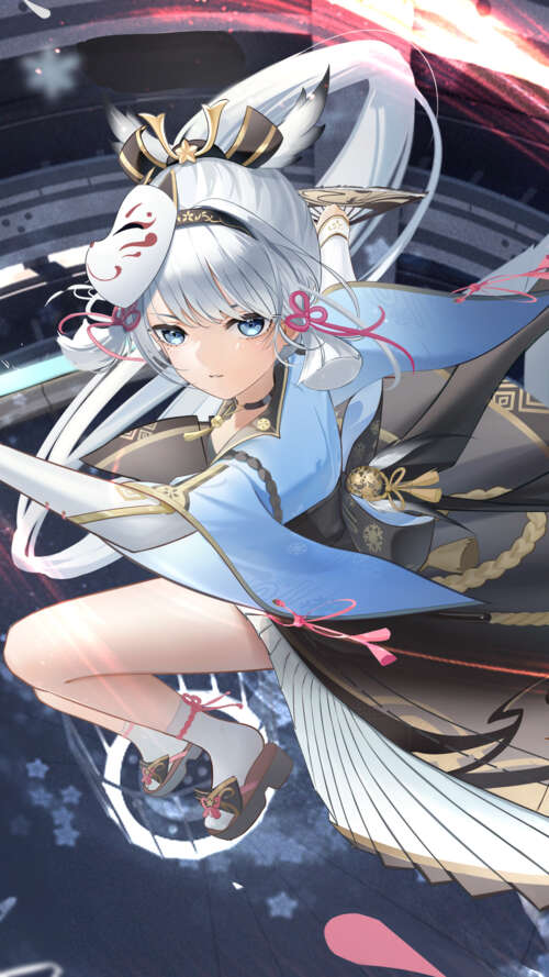 A high-quality character portrait of Kamisato Ayaka from Genshin Impact. lava Play Max free wallpaper
