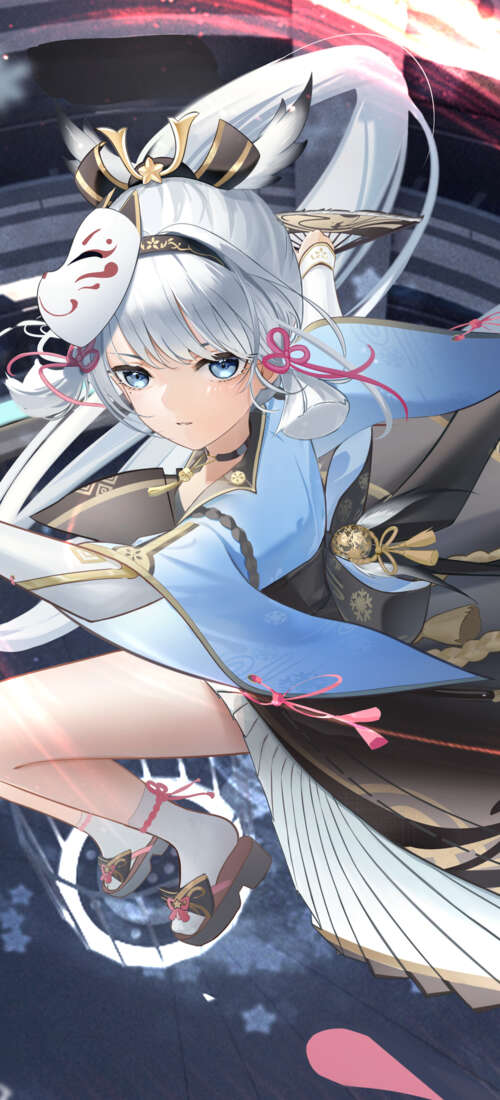 A high-quality character portrait of Kamisato Ayaka from Genshin Impact. Honor X9d download free phone wallpaper