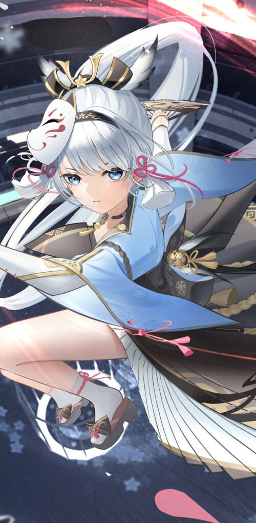 A high-quality character portrait of Kamisato Ayaka from Genshin Impact. Huawei Mate 30 Pro wallpaper images