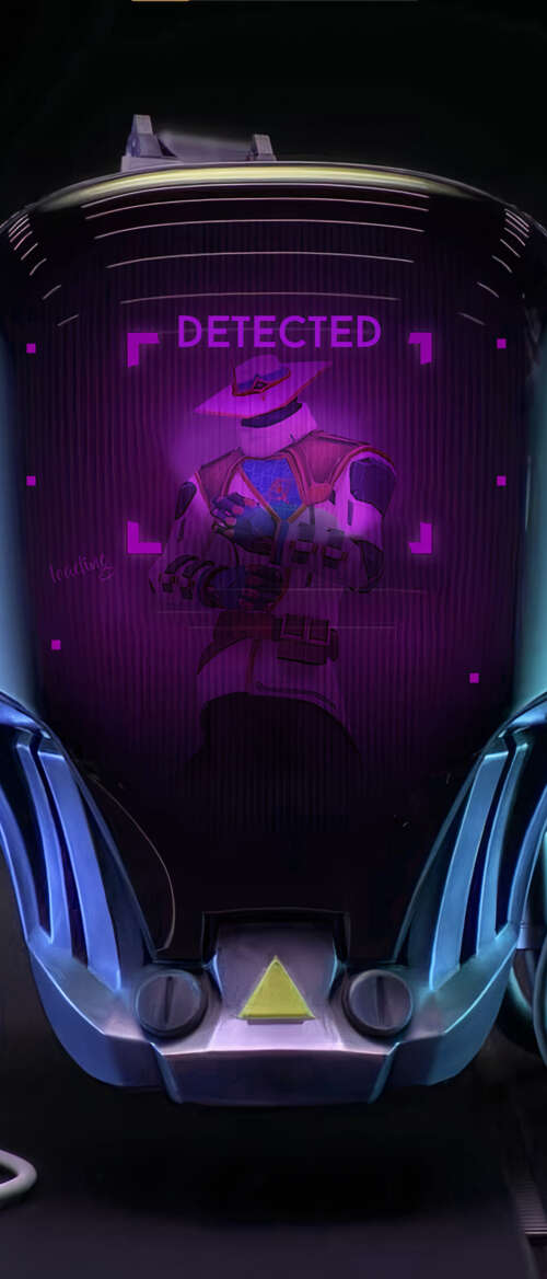 The robotic combat agent KAY/O from the video game Valorant in a tactical pose. Samsung Galaxy Z Flip7 high definition wallpaper
