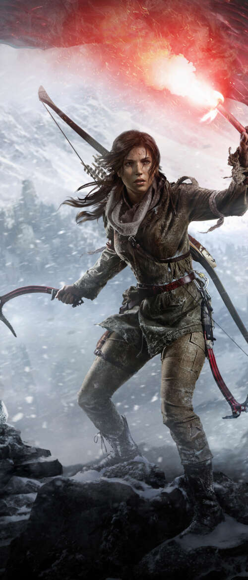 Close-up of Lara Croft from the video game Rise of the Tomb Raider nubia Flip 3 wallpaper