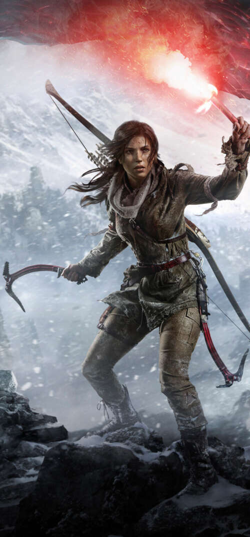 Close-up of Lara Croft from the video game Rise of the Tomb Raider UmiDigi Umidigi X wallpaper photo gallery download