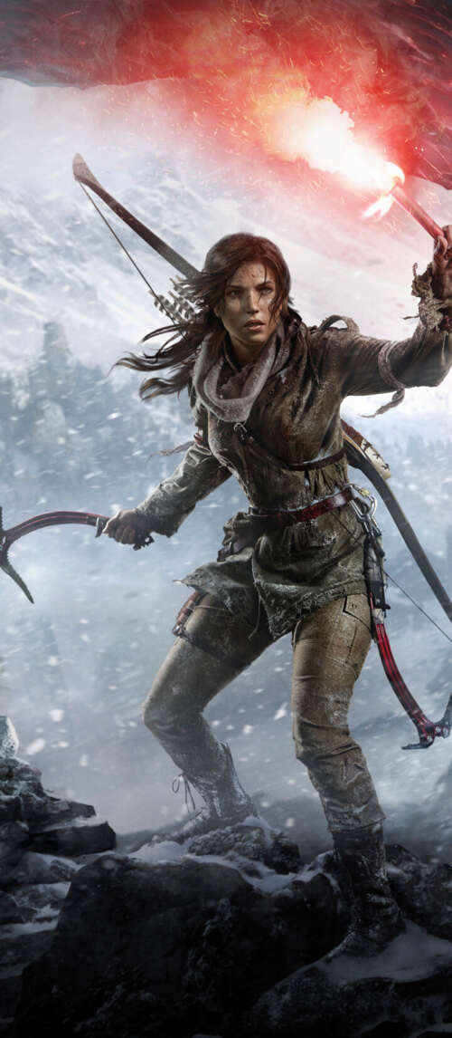 Close-up of Lara Croft from the video game Rise of the Tomb Raider Xiaomi Redmi 14C 5G free hd wallpapers