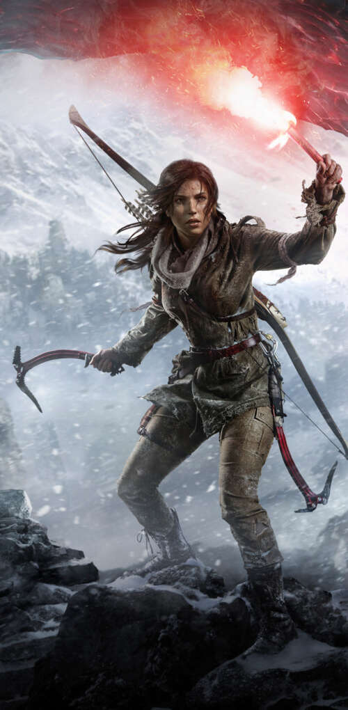 Close-up of Lara Croft from the video game Rise of the Tomb Raider Huawei Mate 30 Pro wallpaper photo gallery download