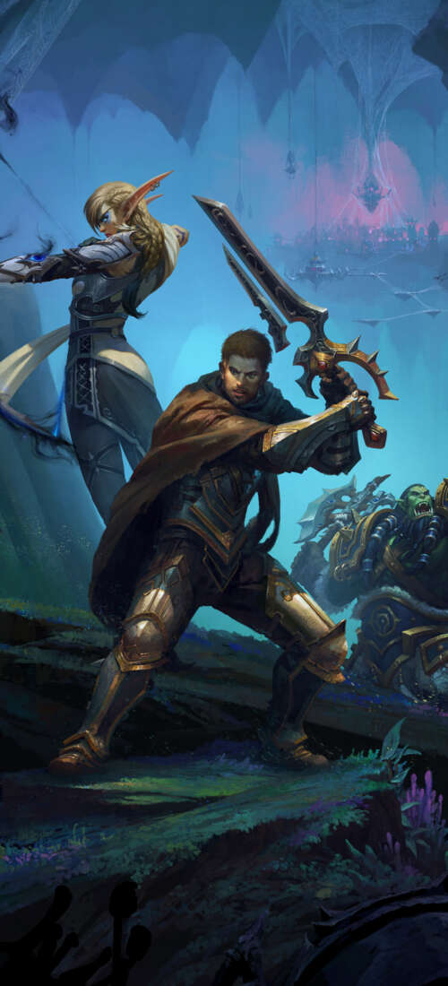 Alleria Windrunner, Anduin Wrynn, and Thrall from World of Warcraft Honor X9d free wallpaper