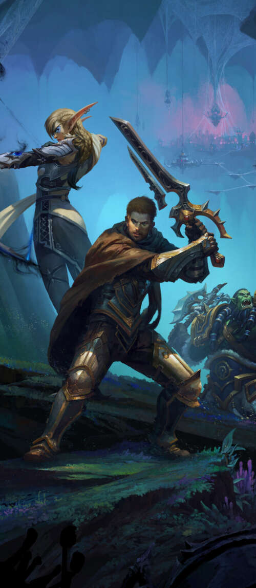 Alleria Windrunner, Anduin Wrynn, and Thrall from World of Warcraft Xiaomi Redmi 14C 5G hd background