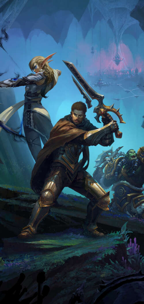Alleria Windrunner, Anduin Wrynn, and Thrall from World of Warcraft Oppo A6c download free wallpaper for phone