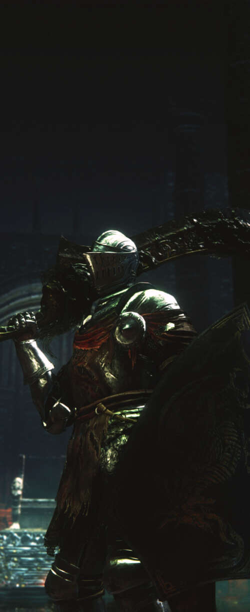 Un Cavaliere di Lothric, con un’armatura pesante e consunta, proveniente dal videogioco... Samsung Galaxy Z Flip7 FE