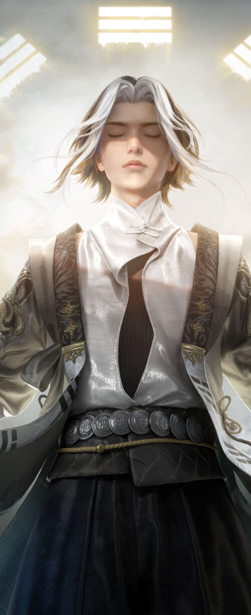 A magical mage character from Naraka: Bladepoint performing a spell. Meizu Note 16 download free wallpaper for phone