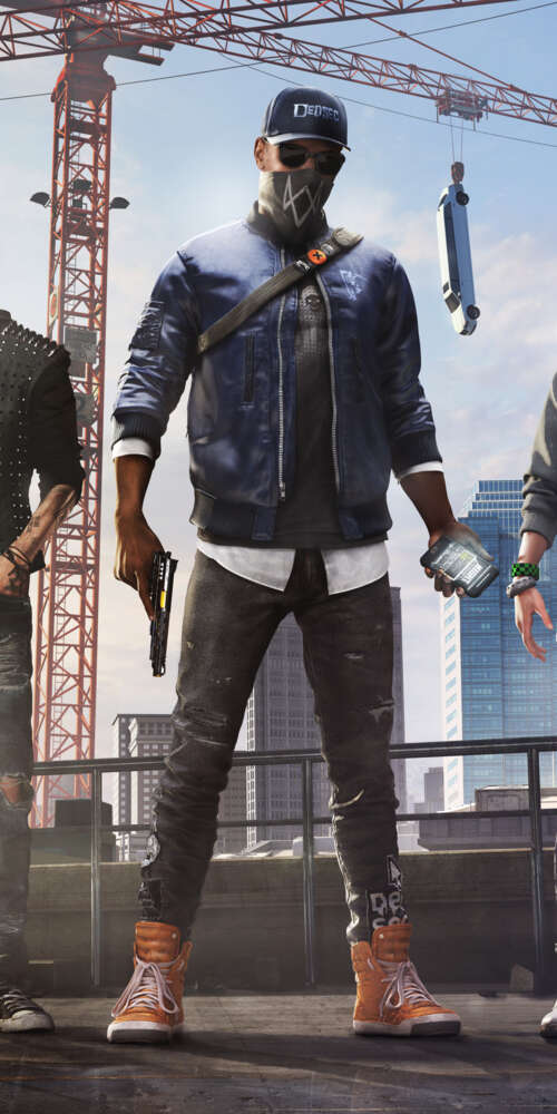 A group portrait of Marcus Holloway, Sitara Dhawan, and Wrench, the iconic hacker... Doogee Fire 3 Max wallpaper