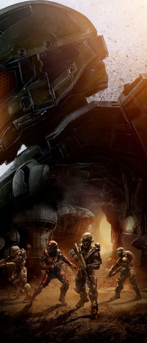 Master Chief in iconic green MJOLNIR armor from the Halo video game franchise
