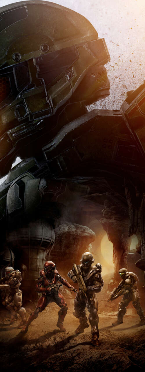 Master Chief in iconic green MJOLNIR armor from the Halo video game series Phone lock screen wallpaper