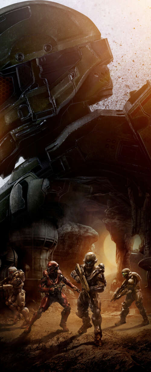 Master Chief wearing his iconic green Spartan armor from the Halo video game series. Phone download free wallpaper for phone