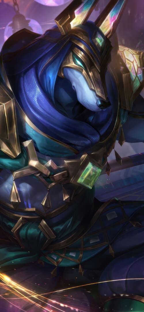 An epic and detailed illustration of the character Nasus from League of Legends. Oppo Find X9 Ultra free wallpaper