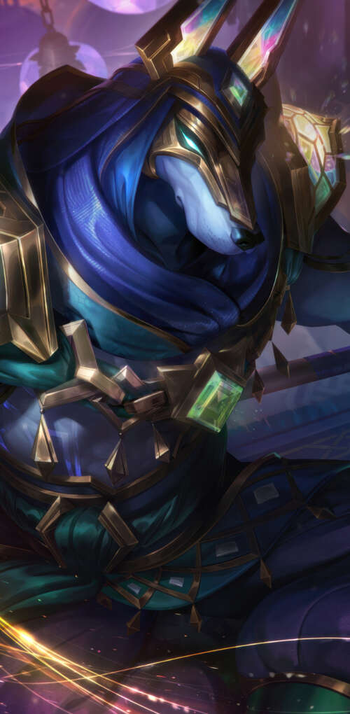 An epic and detailed illustration of the character Nasus from League of Legends. Huawei Mate 30 Pro free background