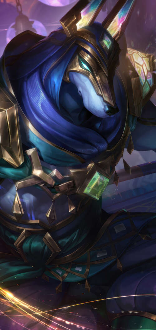 An epic and detailed illustration of the character Nasus from League of Legends. TCL K70 pictures for wallpaper