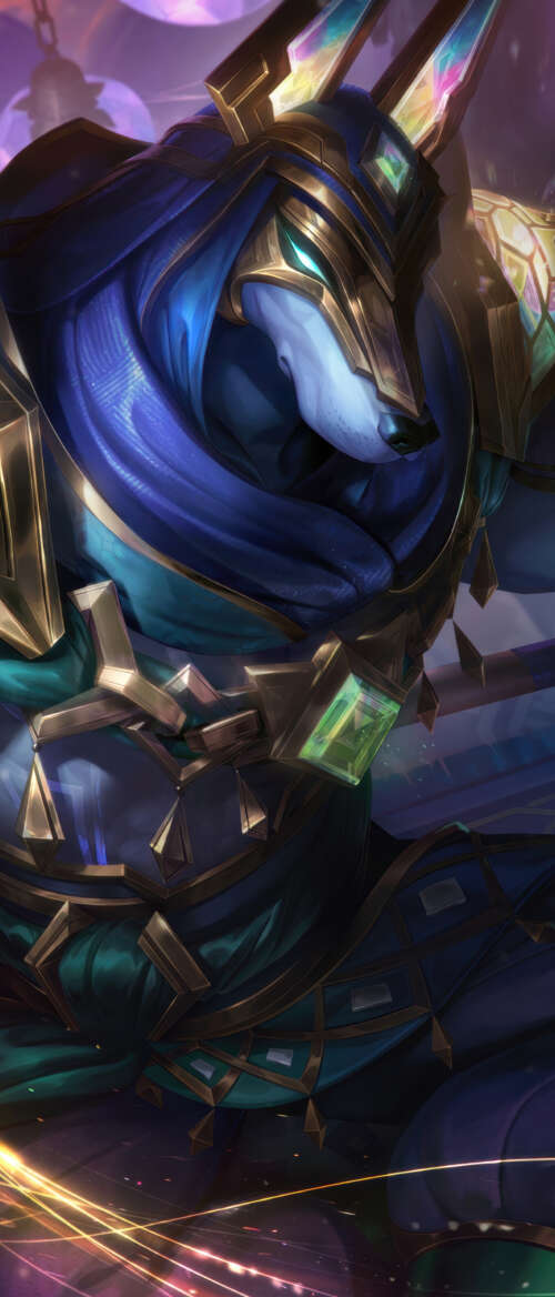 An epic and detailed illustration of the character Nasus from League of Legends. nubia Flip 3 wallpapers for android