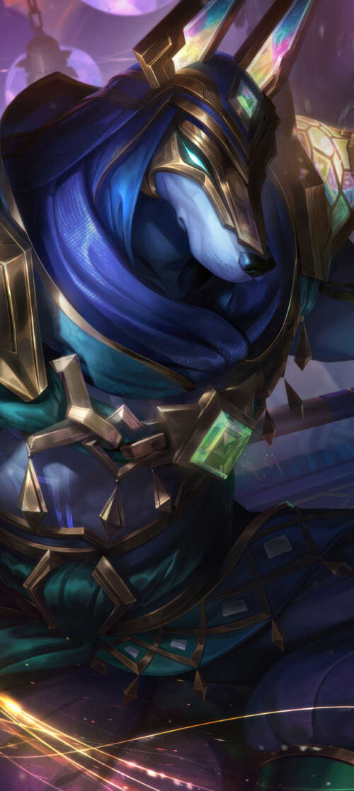 An epic and detailed illustration of the character Nasus from League of Legends. Oukitel WP62 high definition wallpaper