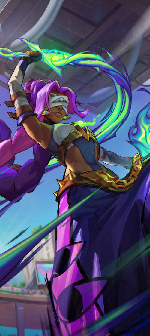 Illustrazioni dettagliate del personaggio di Nilah, tratta dal videogioco League... Vivo T4 Ultra