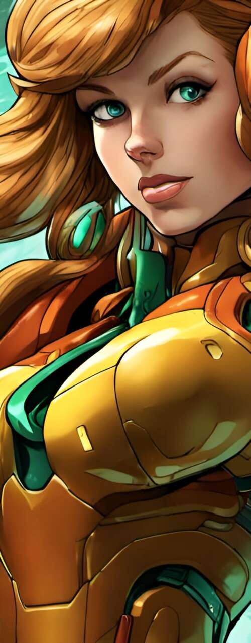 Samus Aran indossa la sua celebre tuta potenziata, tratta dalla serie di videogiochi...