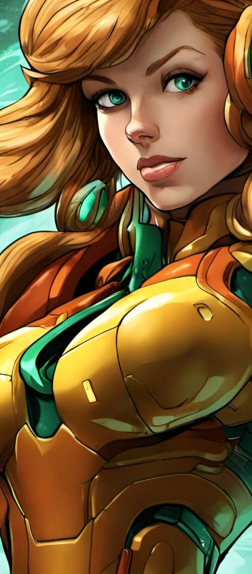 Samus Aran wearing her iconic Power Suit from the Metroid video game series. Doogee S300 Plus pictures for wallpaper
