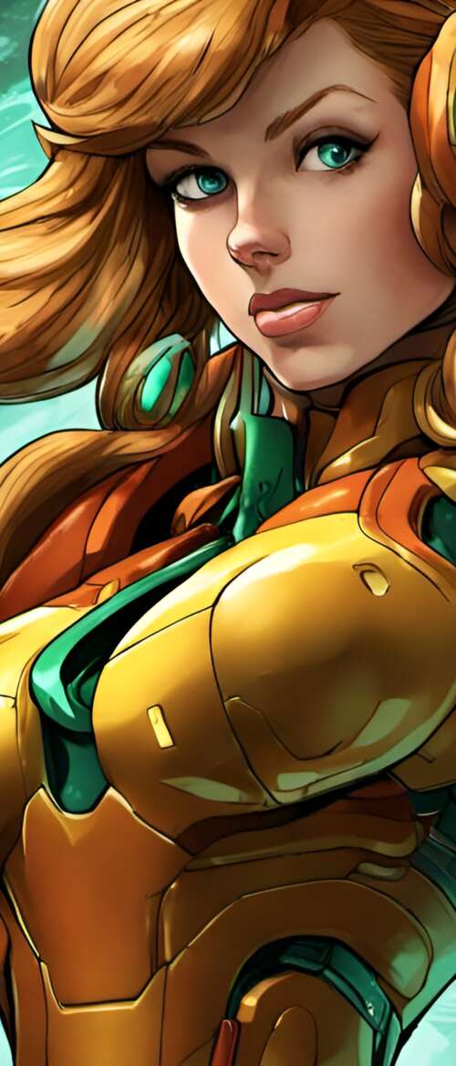 Samus Aran wearing her iconic Power Suit from the Metroid video game series. nubia Flip 3 cell phone backgrounds free