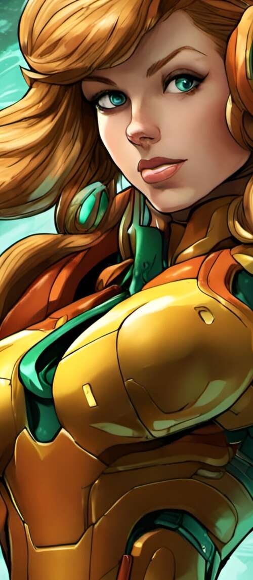 Samus Aran wearing her iconic Power Suit from the Metroid video game series. Xiaomi Redmi 14C 5G wallpaper
