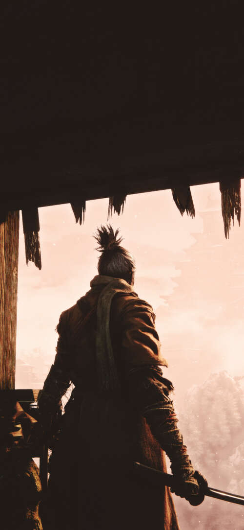 The character Sekiro from the video game Sekiro: Shadows Die Twice in a dramatic,... Apple iPhone 17 free background images