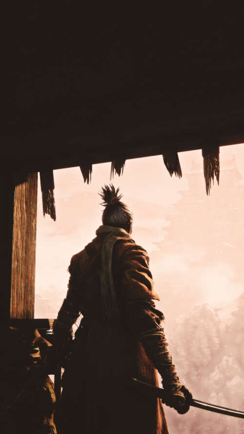 The character Sekiro from the video game Sekiro: Shadows Die Twice in a dramatic,... lava Play Max wallpapers for android
