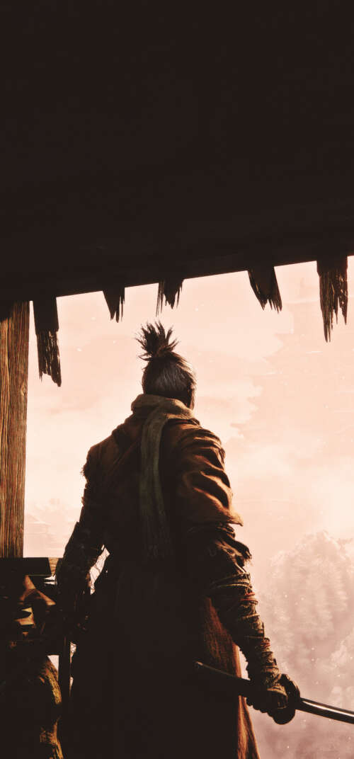 The character Sekiro from the video game Sekiro: Shadows Die Twice in a dramatic,... Samsung Galaxy S26 Ultra download free wallpaper for phone