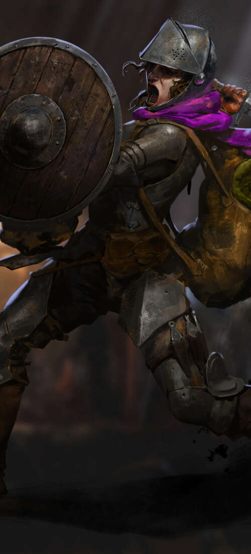 A dark fantasy character in heavy medieval gear standing in a dimly lit stone dungeon,... Honor X9d background images hd