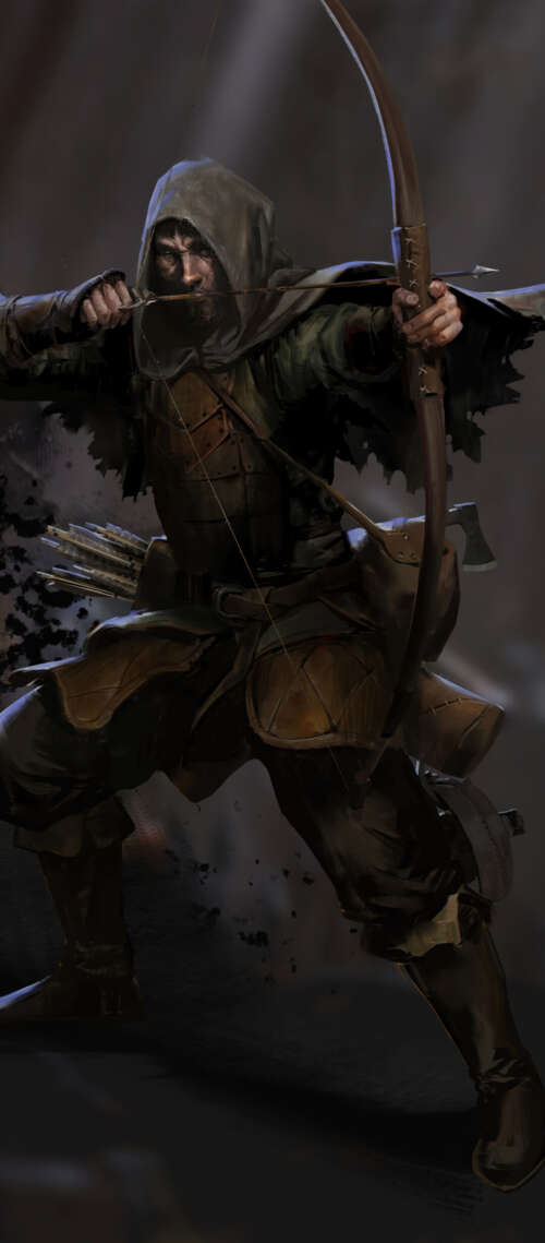 A gritty dark fantasy character holding a weapon in a dimly lit, atmospheric dungeon... Cubot P90 hd background