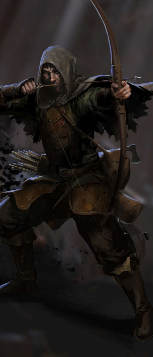 A gritty dark fantasy character holding a weapon in a dimly lit, atmospheric dungeon... nubia Flip 3 high definition wallpaper