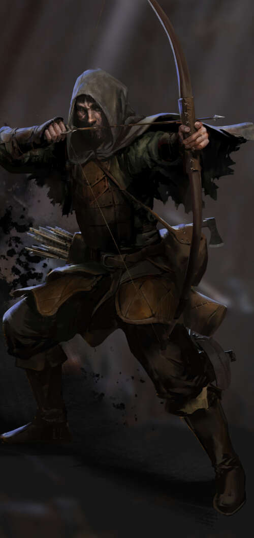 A gritty dark fantasy character holding a weapon in a dimly lit, atmospheric dungeon... TCL K70 hand phone wallpaper