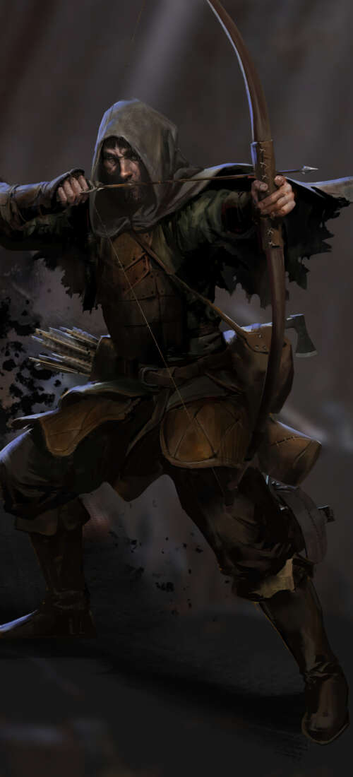 A gritty dark fantasy character holding a weapon in a dimly lit, atmospheric dungeon... Honor X9d download free wallpaper for phone