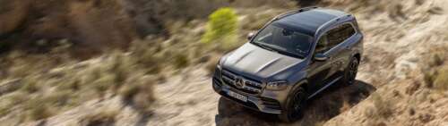 A high-quality view of a silver Mercedes-Benz GL-Class luxury SUV. Dual UHD free hd wallpapers