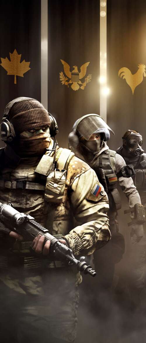 A tactical operator from Tom Clancy's Rainbow Six Siege prepared for combat with... nubia Flip 3 download free phone wallpaper