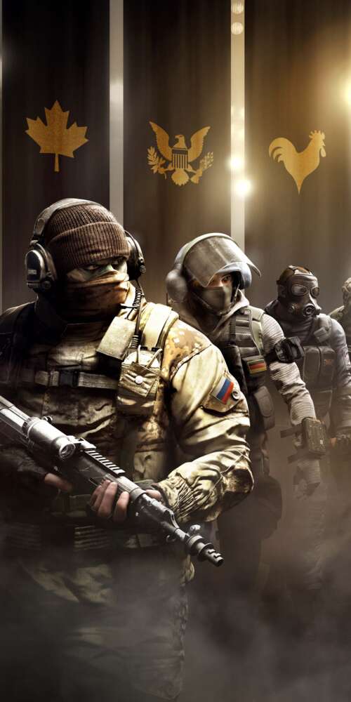 A tactical operator from Tom Clancy's Rainbow Six Siege prepared for combat with... Doogee Fire 3 Max free wallpaper