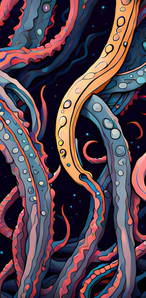 Abstract cosmic horror depiction of Cthulhu with massive tentacles emerging from... Huawei Mate 30 Pro