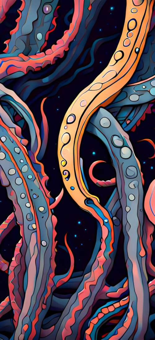 Abstract cosmic horror depiction of Cthulhu with massive tentacles emerging from... realme neo7 Turbo download free phone wallpaper