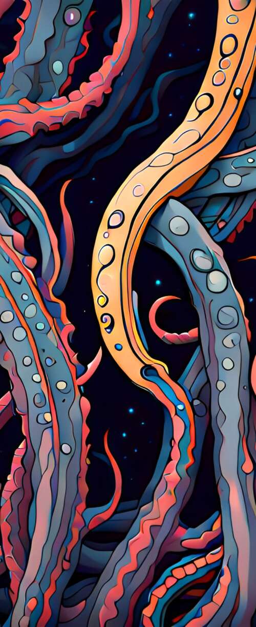 Abstract cosmic horror depiction of Cthulhu with massive tentacles emerging from... Meizu Note 16 wallpaper