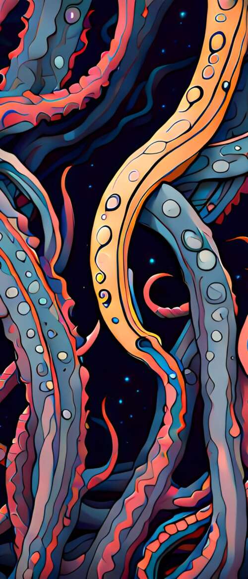 Abstract cosmic horror depiction of Cthulhu with massive tentacles emerging from... nubia Flip 3 hd background