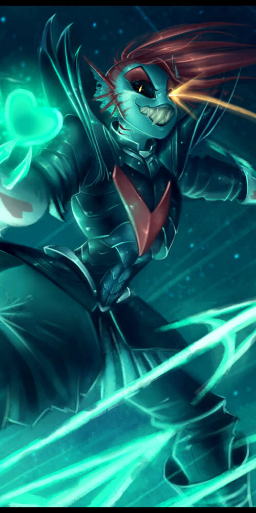 Undyne The Undying from Undertale wearing heavy armor with a prominent red heart... Doogee Fire 3 Max wallpaper photo gallery download