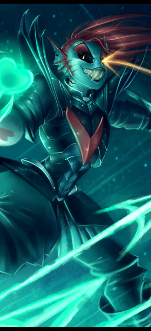 Undyne The Undying from Undertale wearing heavy armor with a prominent red heart... realme neo7 Turbo high definition wallpaper