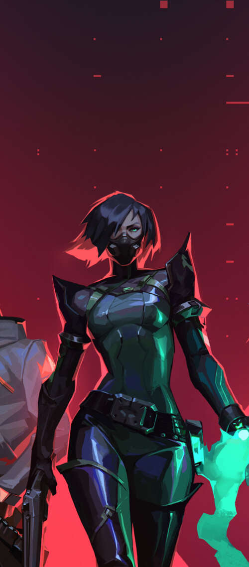 Un ritratto di gruppo dei personaggi del videogioco Valorant: Jett, Viper, Phoenix,... Oukitel WP61
