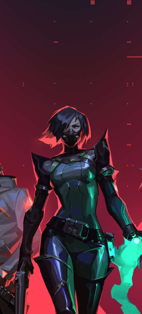Un ritratto di gruppo dei personaggi del videogioco Valorant: Jett, Viper, Phoenix,... Honor Magic8 Lite