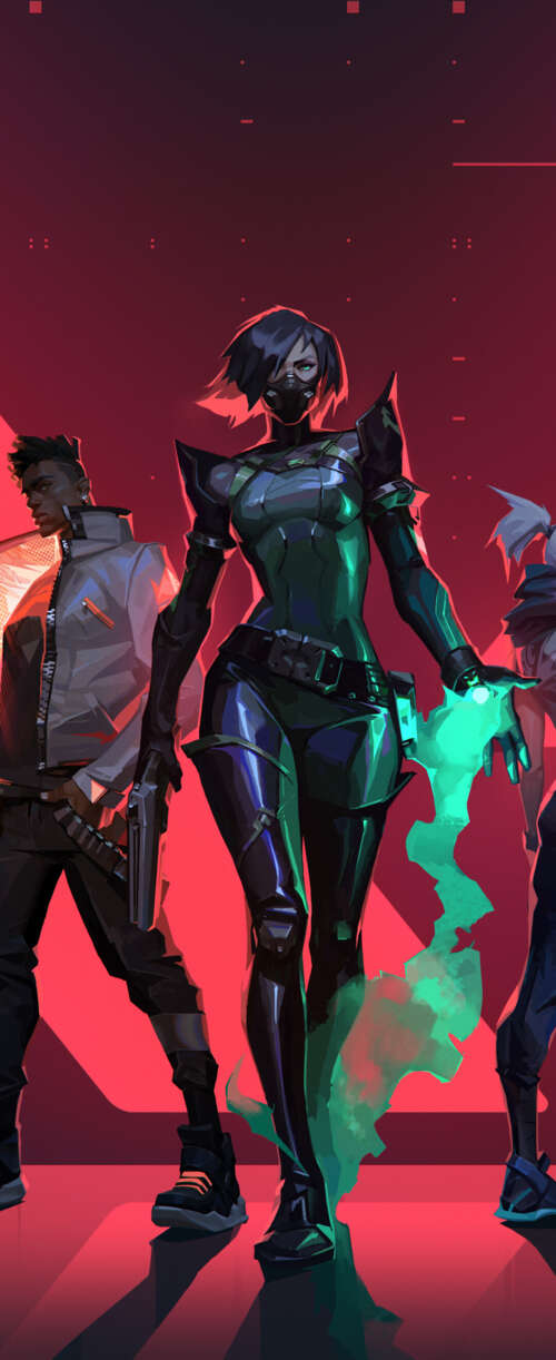 A group composition featuring Valorant characters Cypher, Jett, Viper, Phoenix, and... Meizu Note 16 background images hd