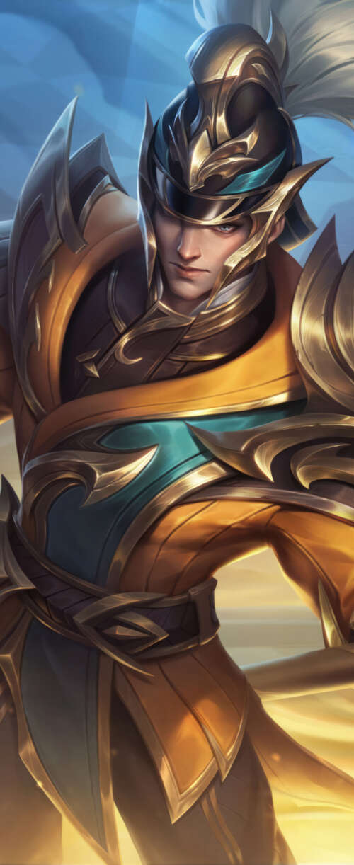 Xin Zhao from League of Legends holding his lance in a battle stance. Meizu Note 16 mobile wallpaper