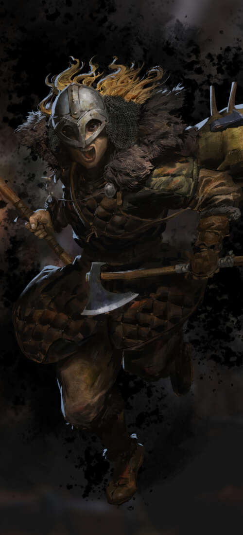 A battle-hardened Barbarian from Dark and Darker wearing heavy, weathered armor in... Honor X9d free hd wallpapers